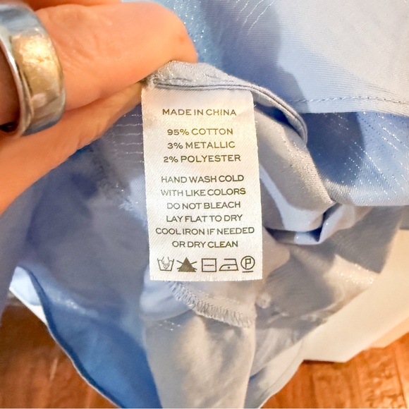 Hill House Home Nesli Nap Dress in Light Blue Glitter Check Metallic Size Small - Picture 6 of 8